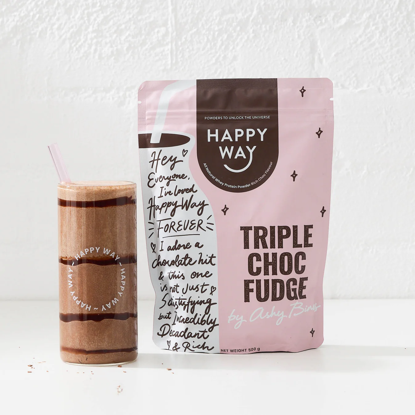 HAPPY WAY - Whey Protein Powder Triple Choc Fudge 500g