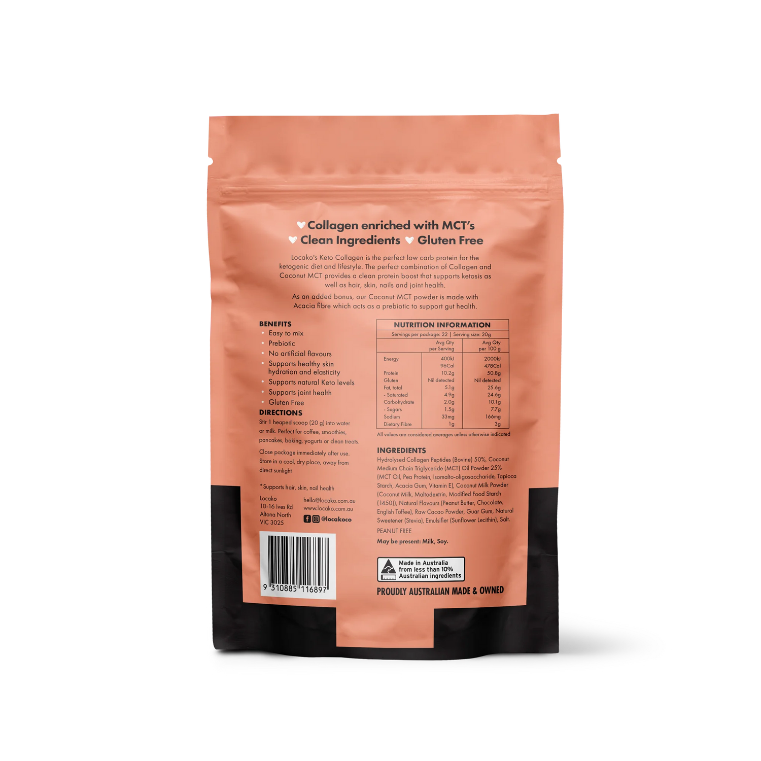 Locako - Keto Collagen Protein - Chocolate Peanut Butter- (440g)