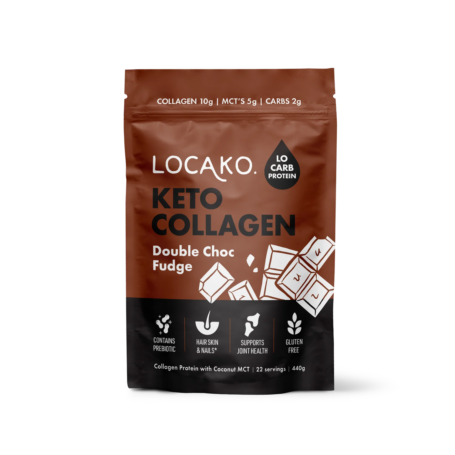 Locako- Keto Collagen Protein -Double Choc Fudge- (440g)