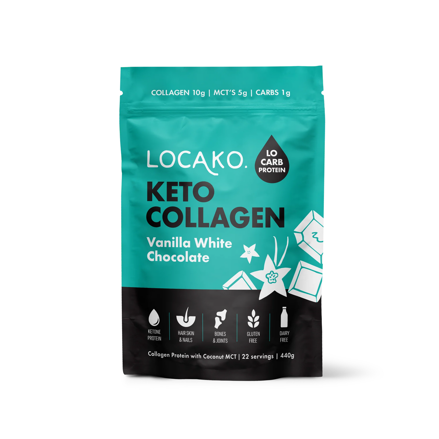 LOCAKO - Keto Collagen Protein - Vanilla White Chocolate - (440g)