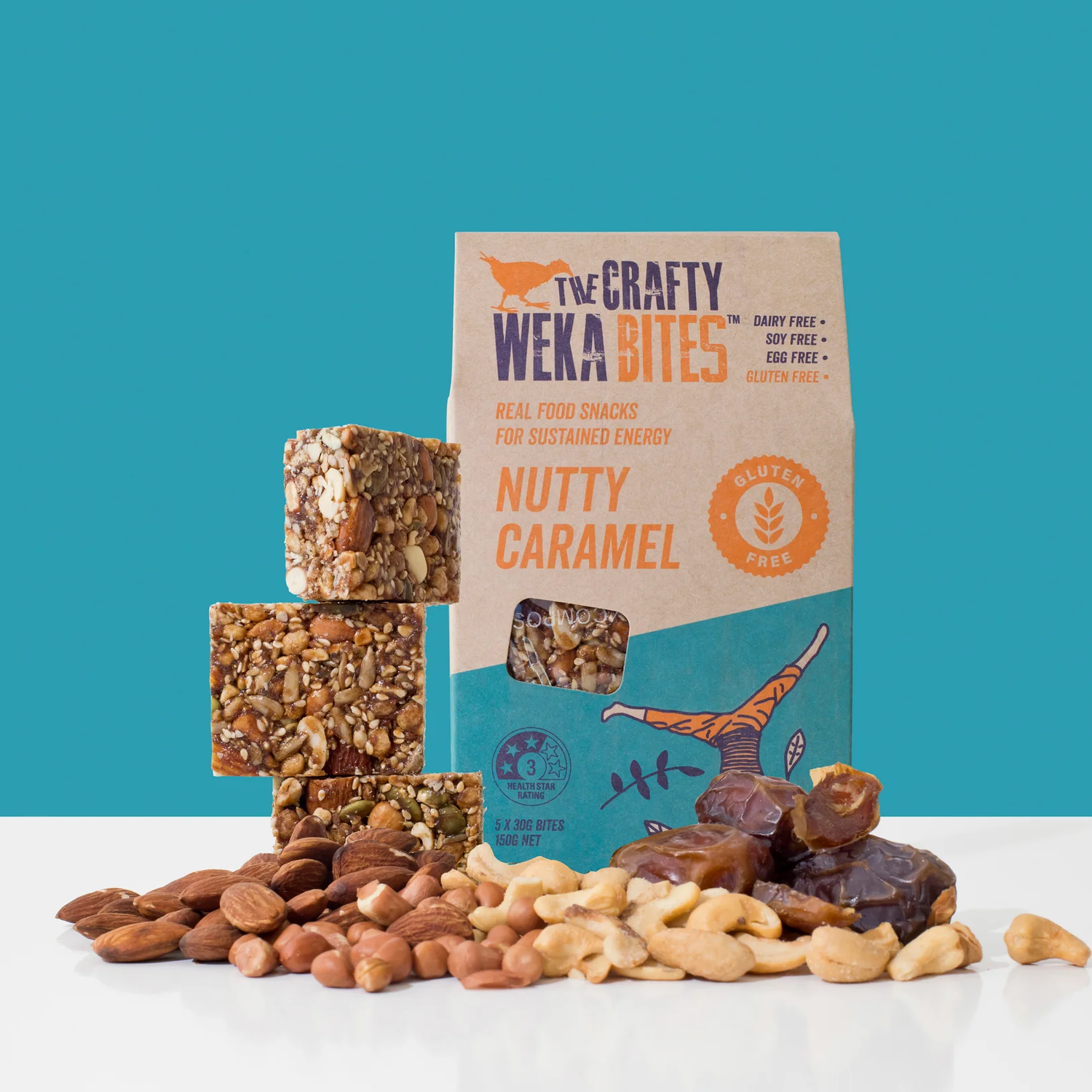 Crafty Weka Nutty Caramel Flavour Gluten Free Bite Size Snack bars
