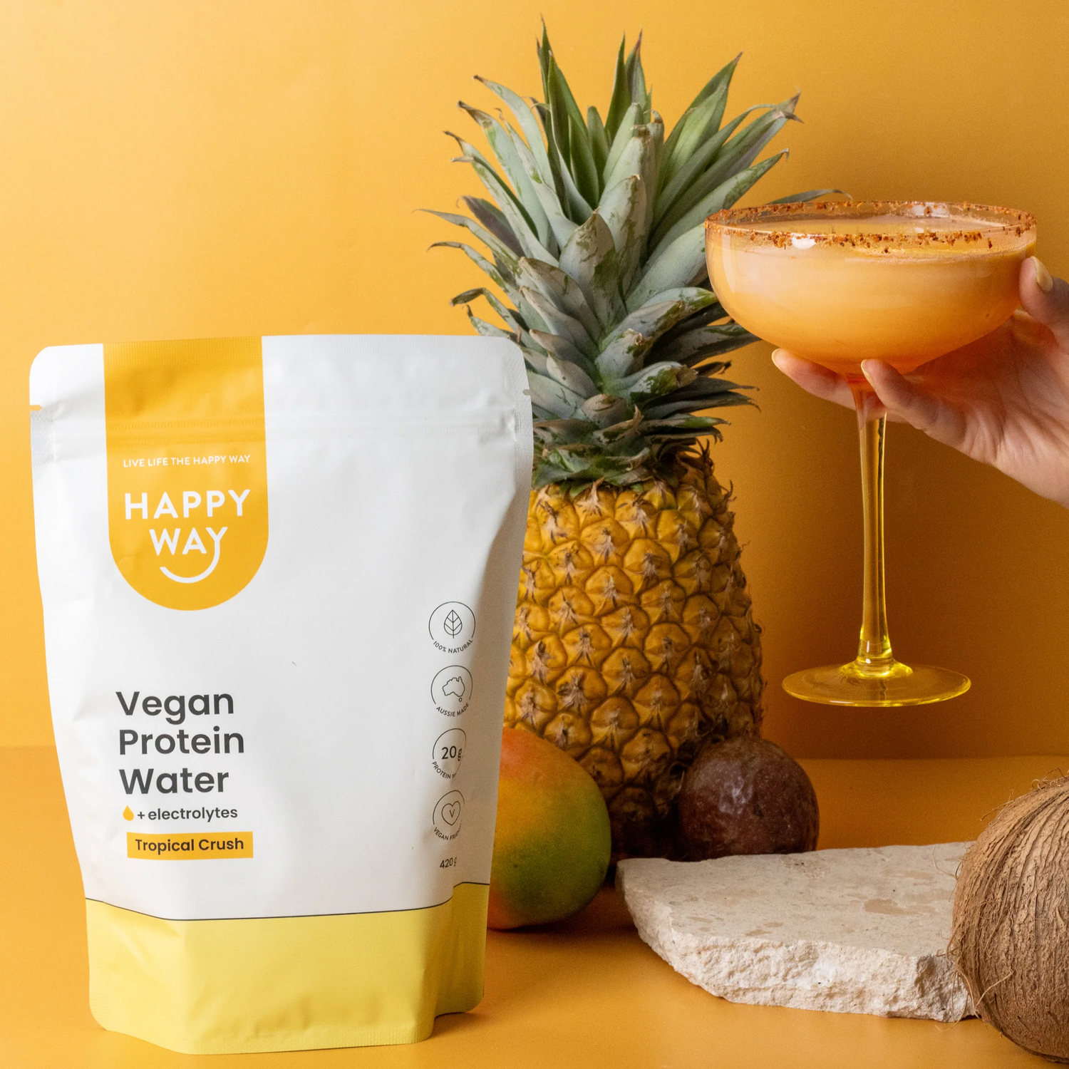 HAPPY WAY- VEGAN Protein Water Tropical Crush 420g