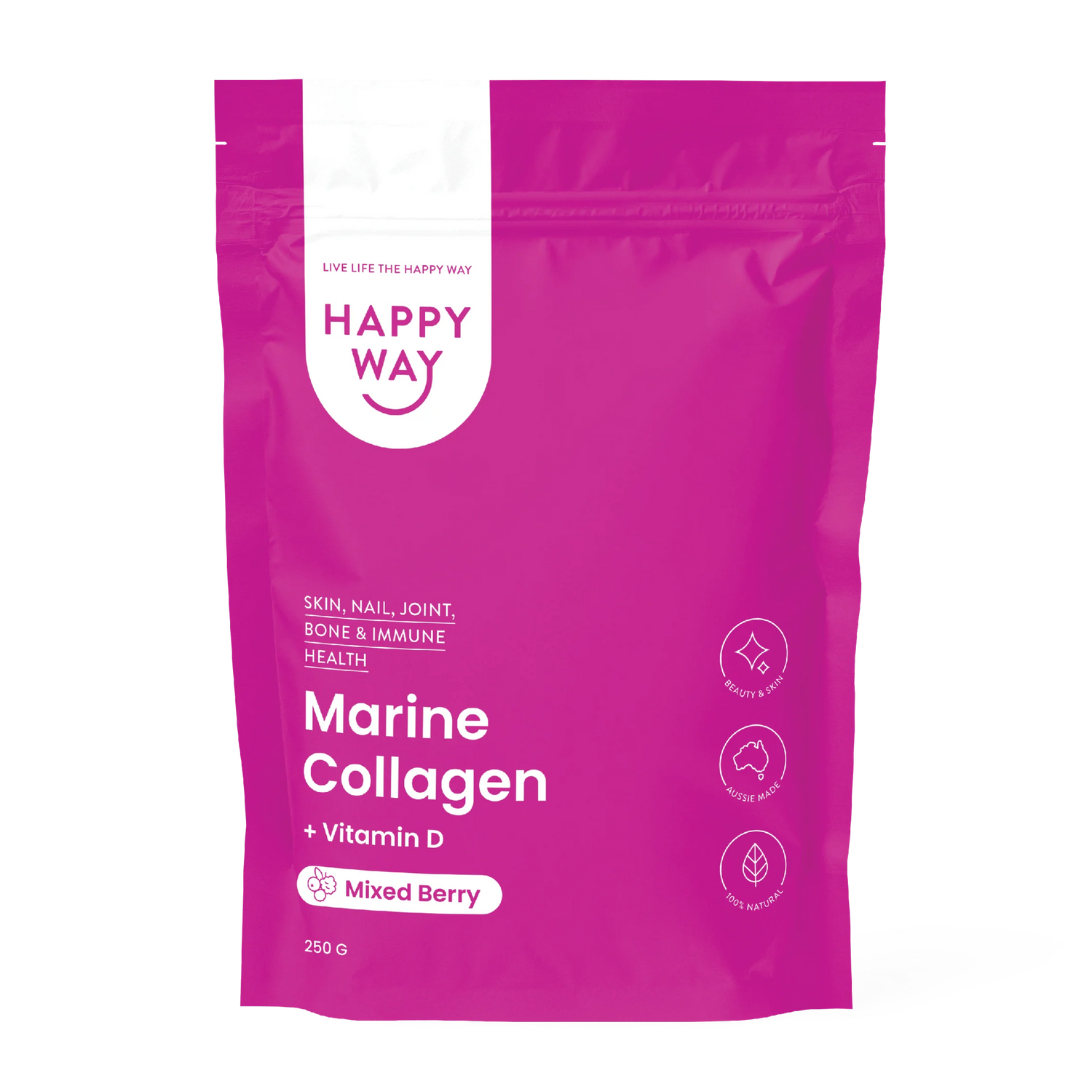 HAPPY WAY - Marine Collagen + Vitamin D (Mixed Berry) 250g