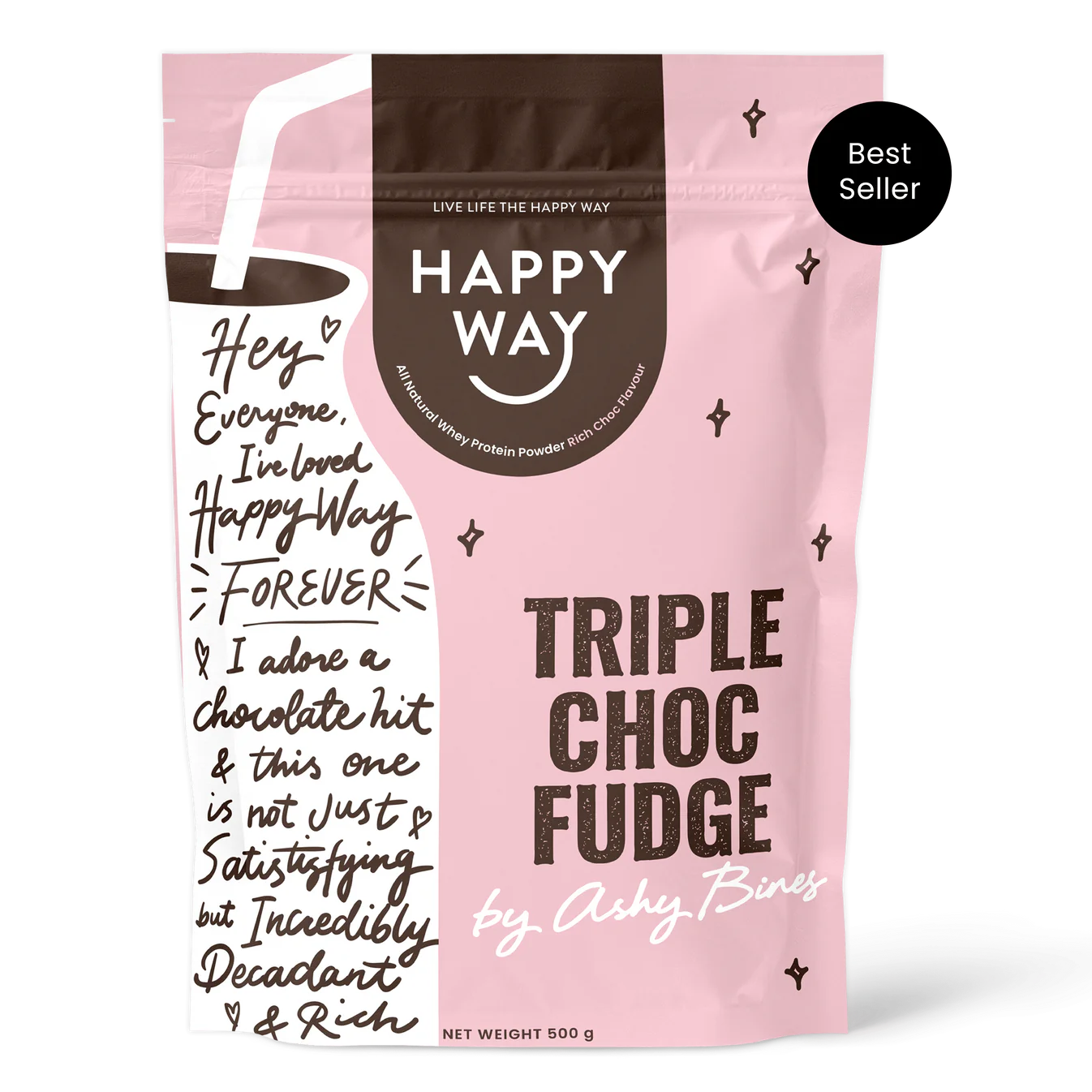 HAPPY WAY - Whey Protein Powder Triple Choc Fudge 500g