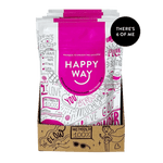 Happy Way Berry Whey Protein Powder 60g packet showing the product packaging with berry flavor label and brand logo.