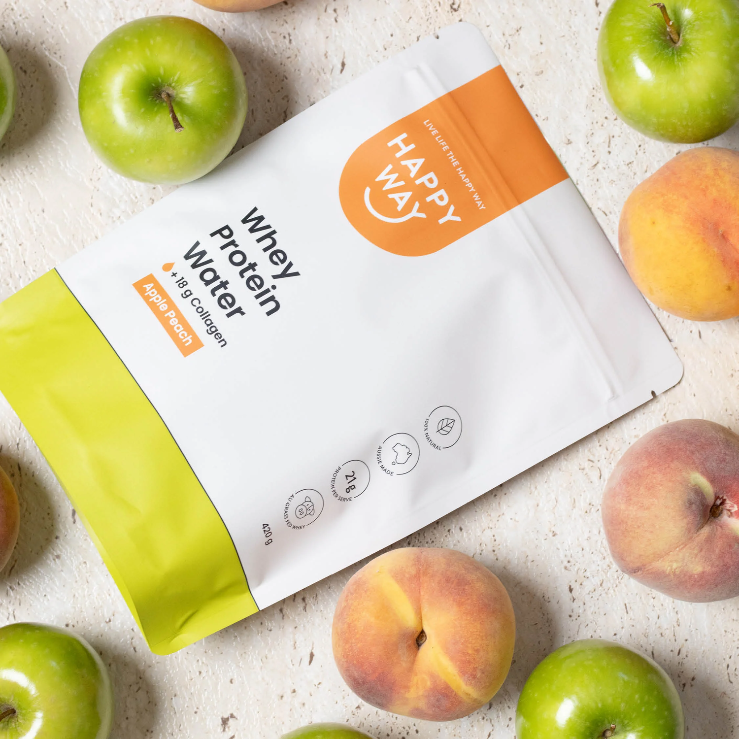 HAPPY WAY - Whey Protein Water Apple Peach 420g