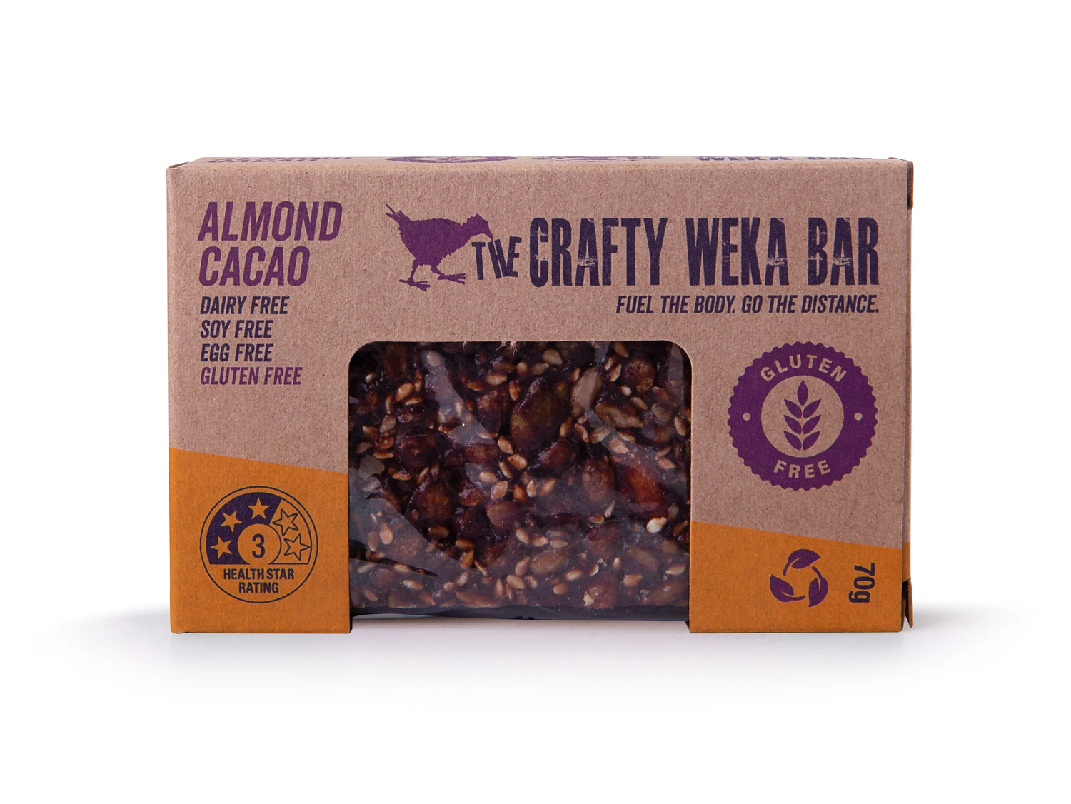 Crafty Weka Almond and Cacao Flavour Gluten Free Snack Bars 70gm