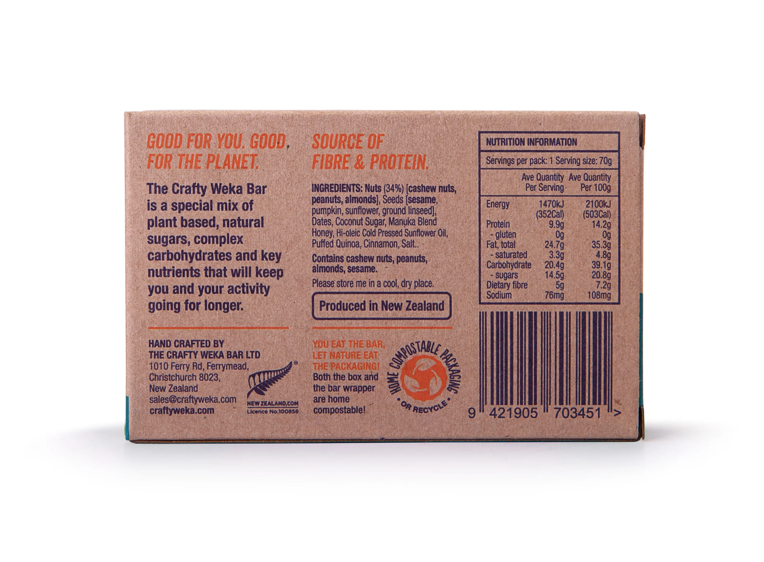 Crafty Weka Nutty Caramel Flavour Gluten Free Snack Bars