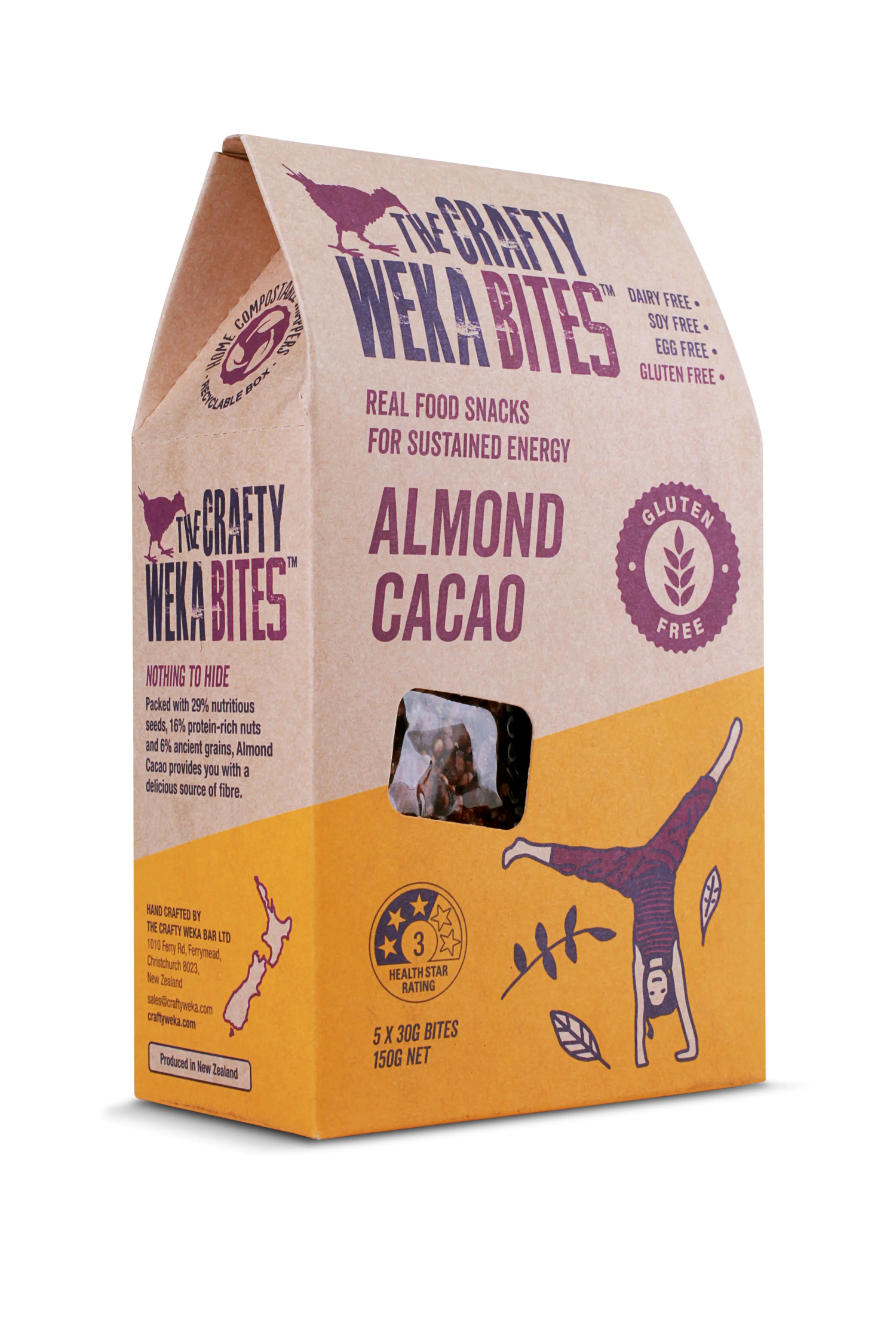 Crafty Weka Almond Cacao Flavour Gluten Free Bite Size (30gm x 5)