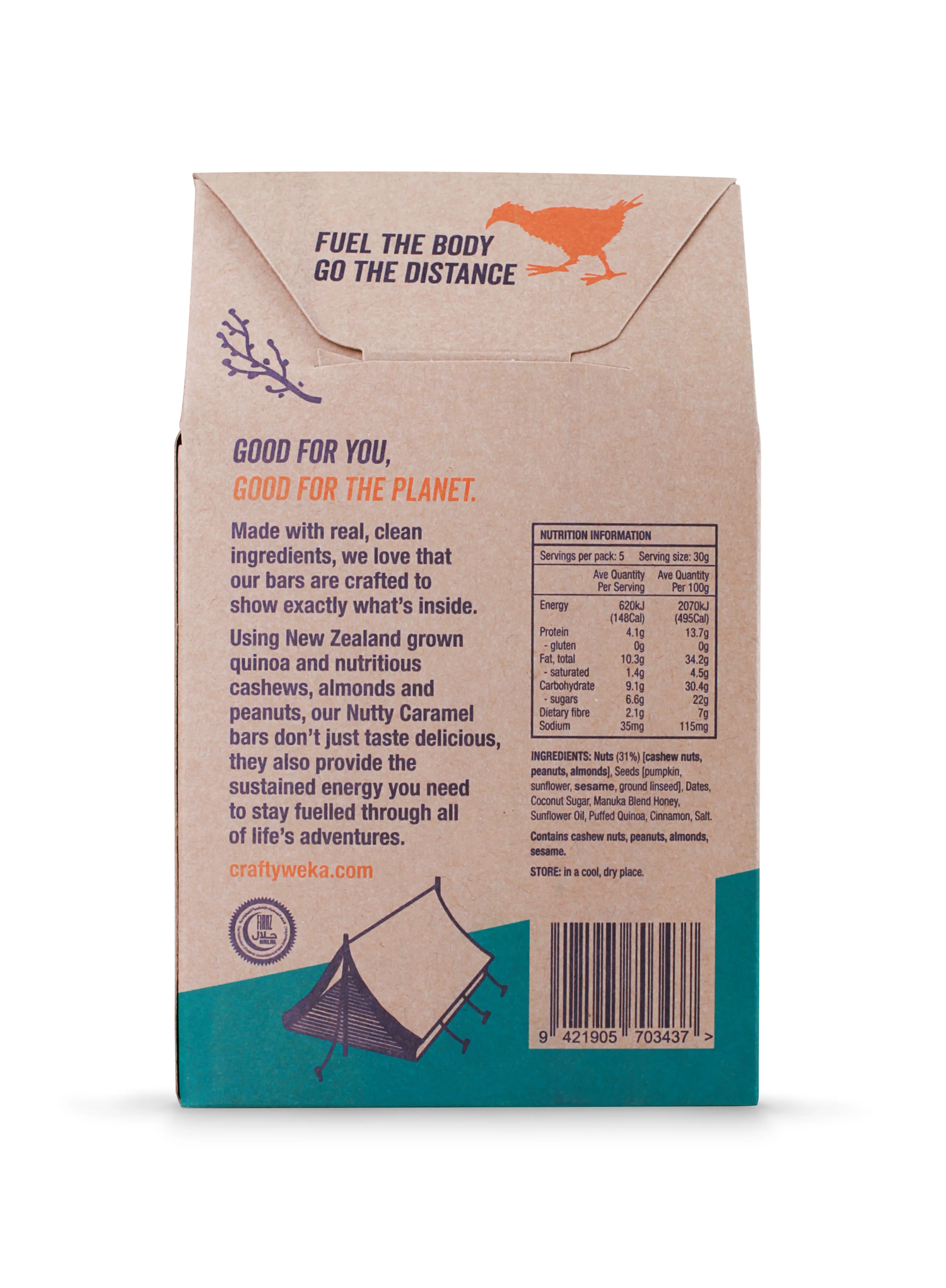 Crafty Weka Nutty Caramel Flavour Gluten Free Bite Size Snack bars