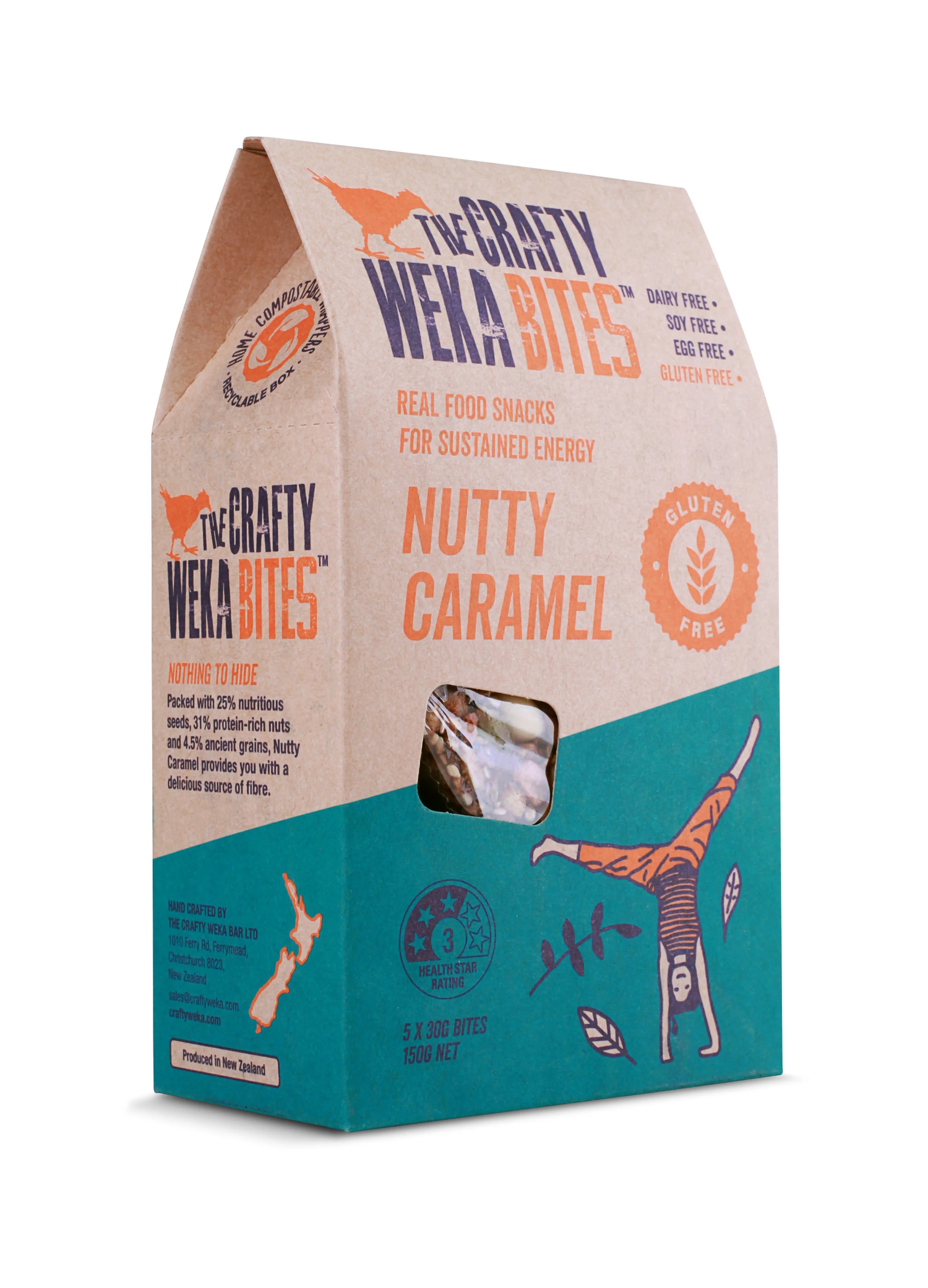 Crafty Weka Nutty Caramel Flavour Gluten Free Bite Size Snack bars