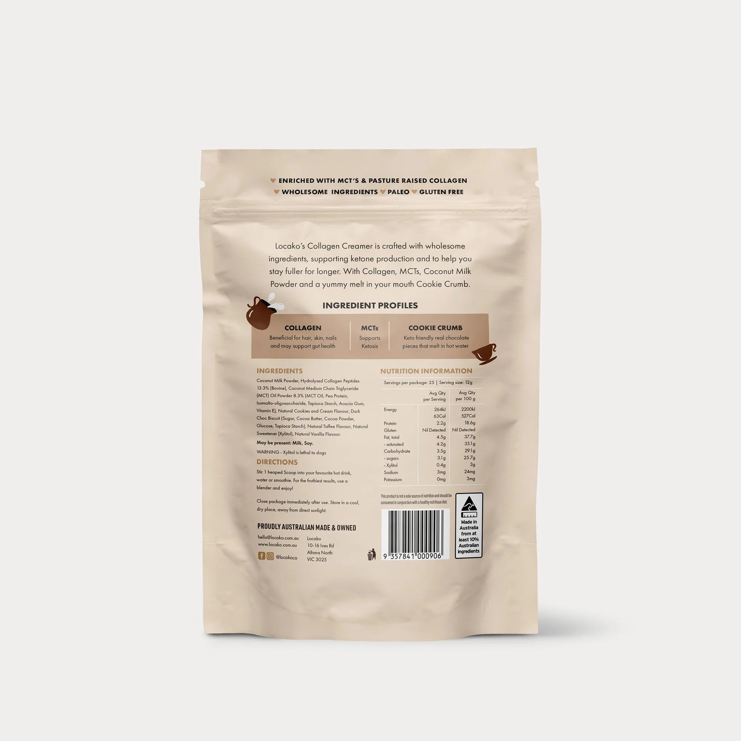 Short Date Locako Collagen Creamer - Indulgent - Cookies and Cream 300gm