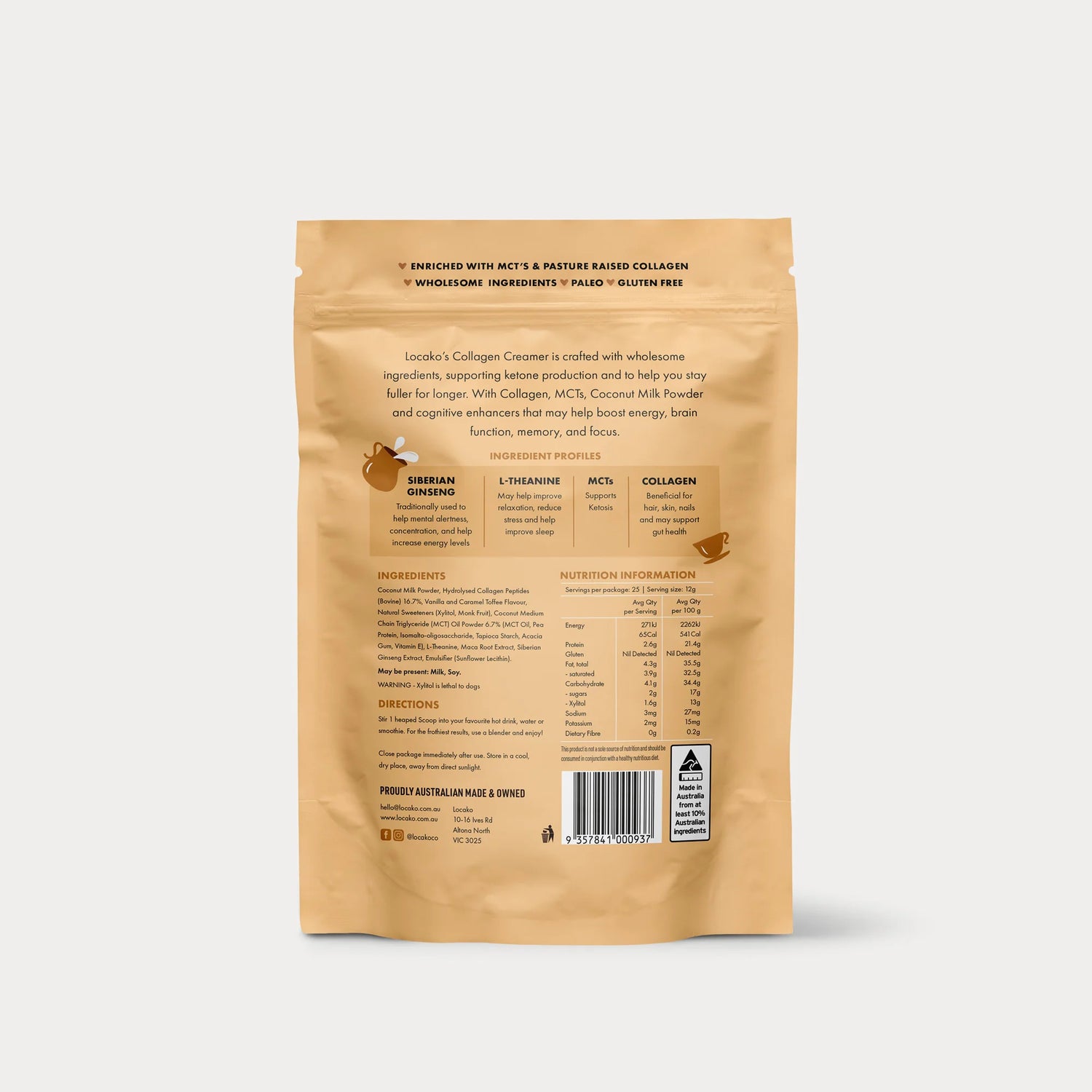 Locako Collagen Creamer - Nootropic - Vanilla Toffee 300gm