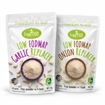 Image of FREEFOD Low FODMAP onion replacer bundle, featuring natural garlic and onion substitute bottles for cooking.