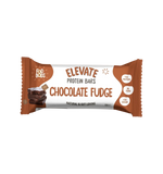 Chocolate FODBODS ELEVATE Protein Bar 55g snack bar with rich fudge flavor and protein-rich ingredients.