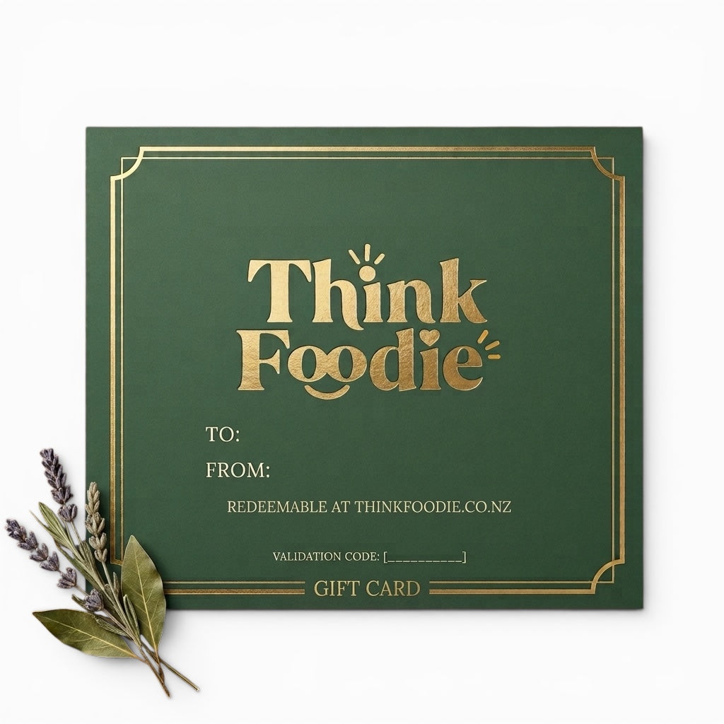 ThinkFoodie gift voucher with colorful design and printed value, ideal for gifting occasions.