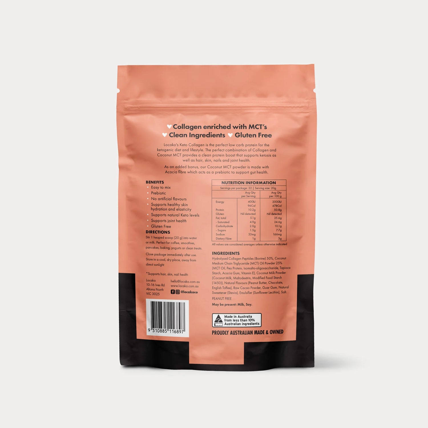 Locako - Keto Collagen Protein - Chocolate Peanut Butter- (440g)