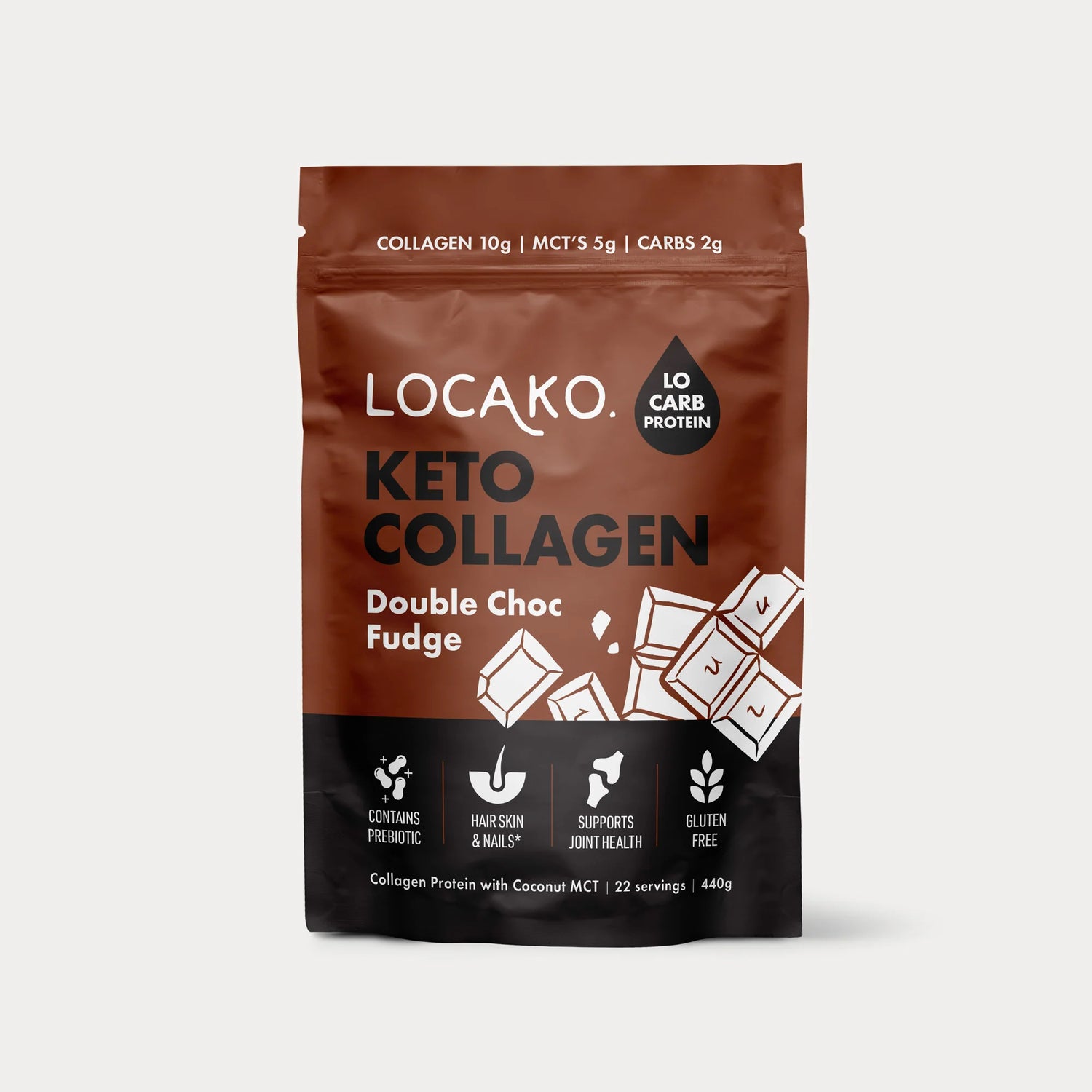 Locako- Keto Collagen Protein -Double Choc Fudge- (440g)