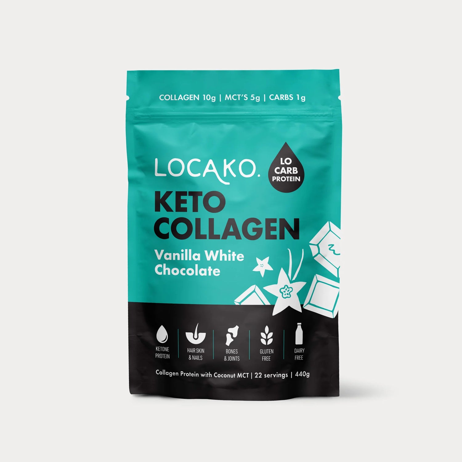 LOCAKO - Keto Collagen Protein - Vanilla White Chocolate -  (440g)