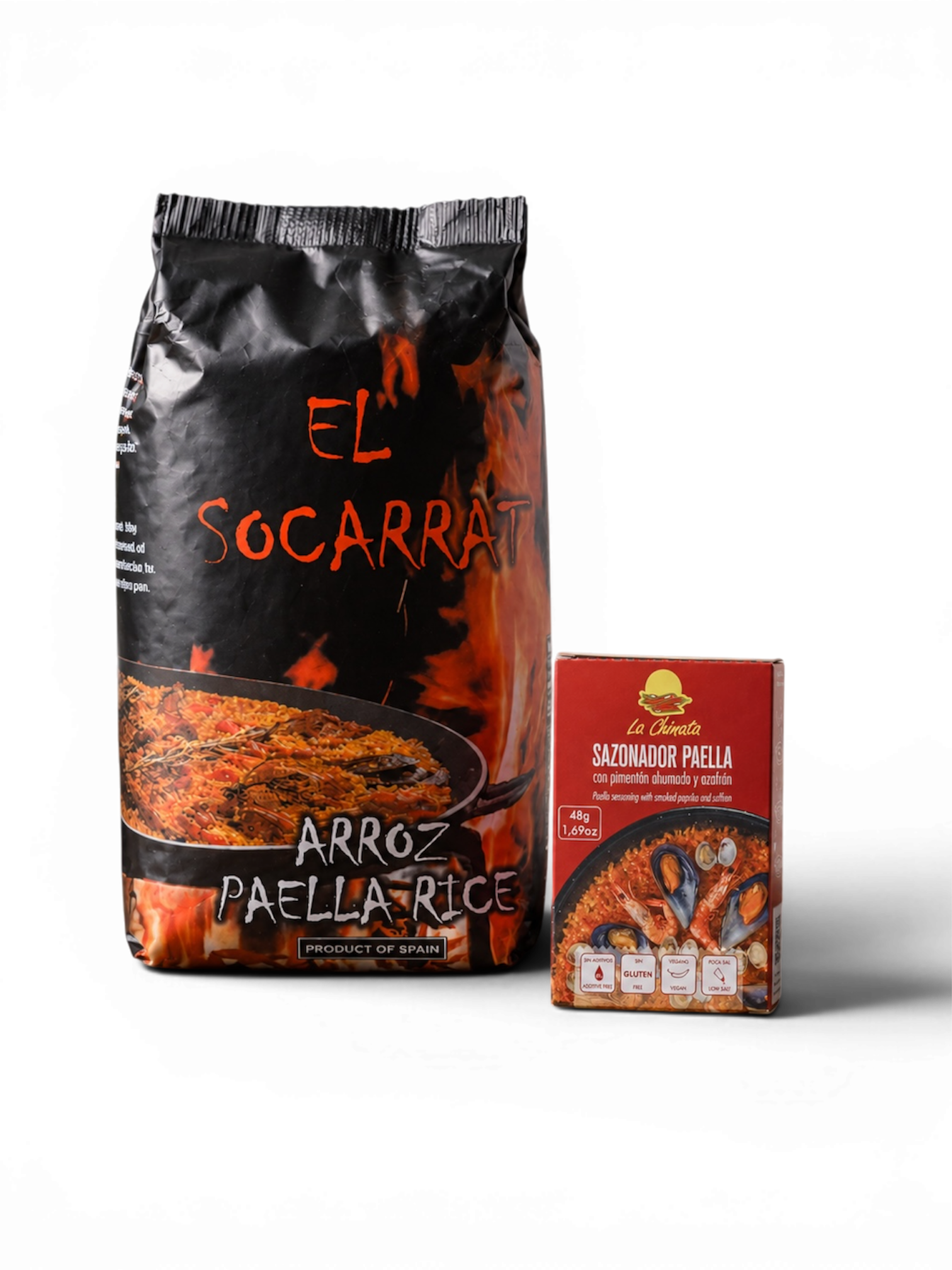 La Chinata Paella Bundle includes premium rice and seasonings for authentic Spanish paella preparation.