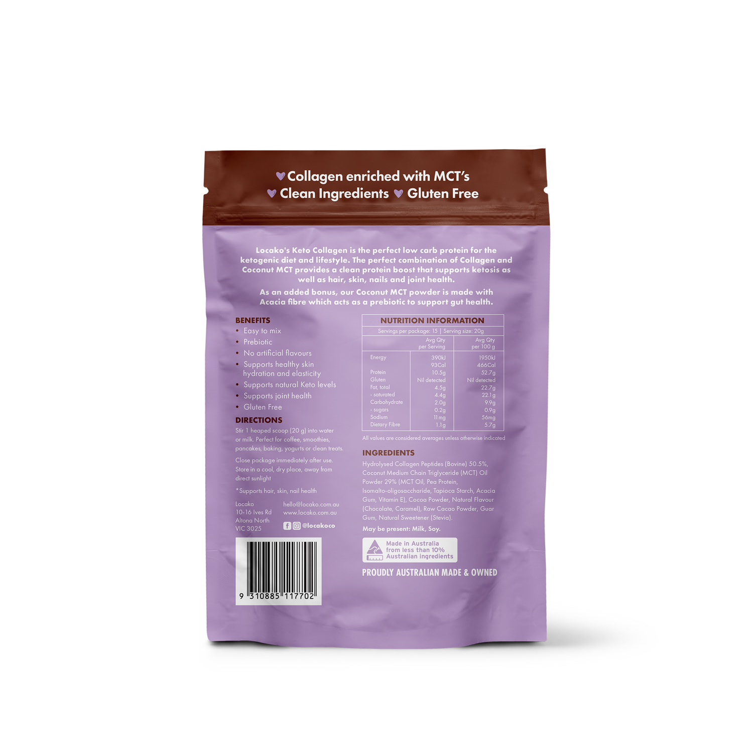 Locako- Keto Collagen Protein -Double Choc Fudge- (300g)