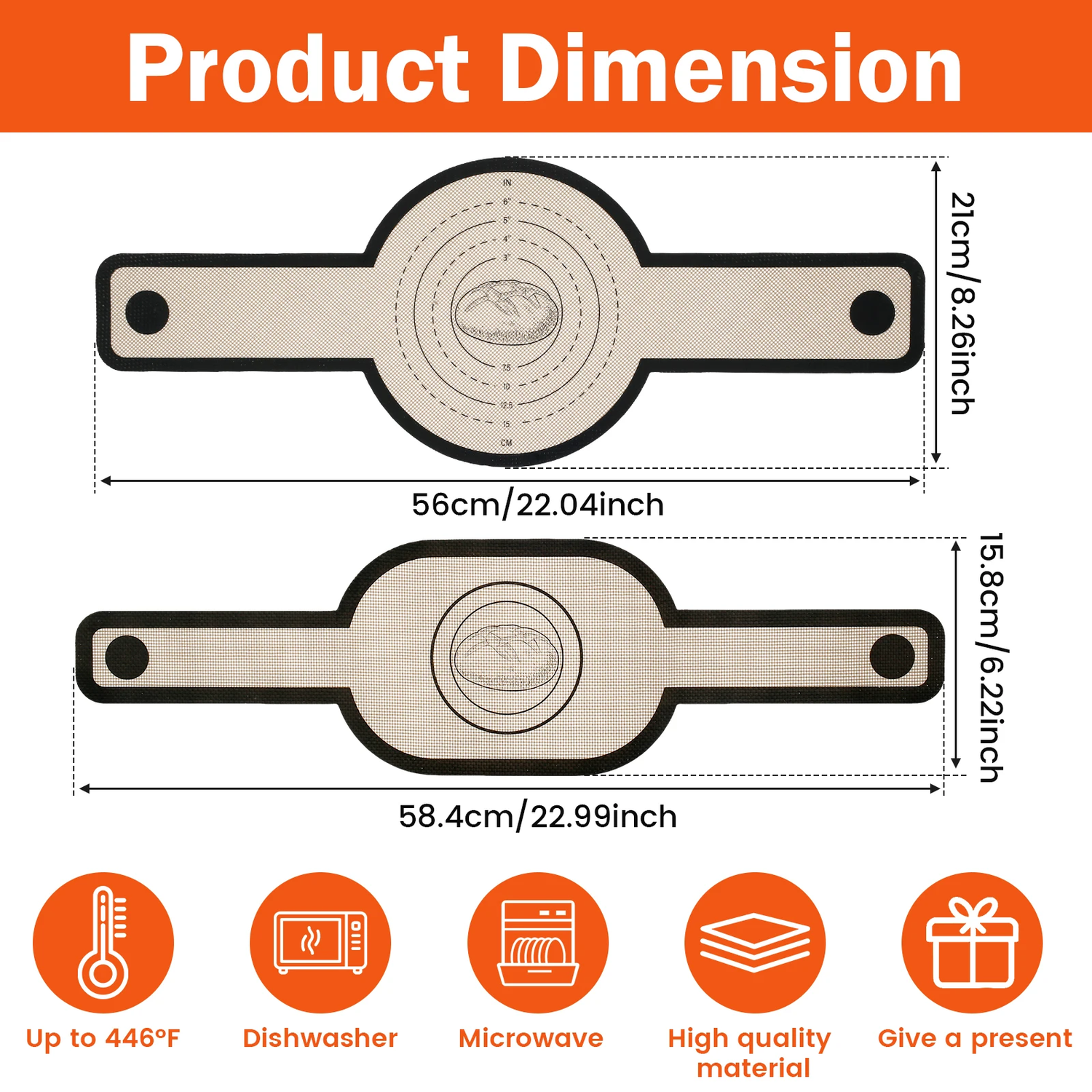 Silicone Baking Mat Long Handle Sling Non-Stick (2pcs)