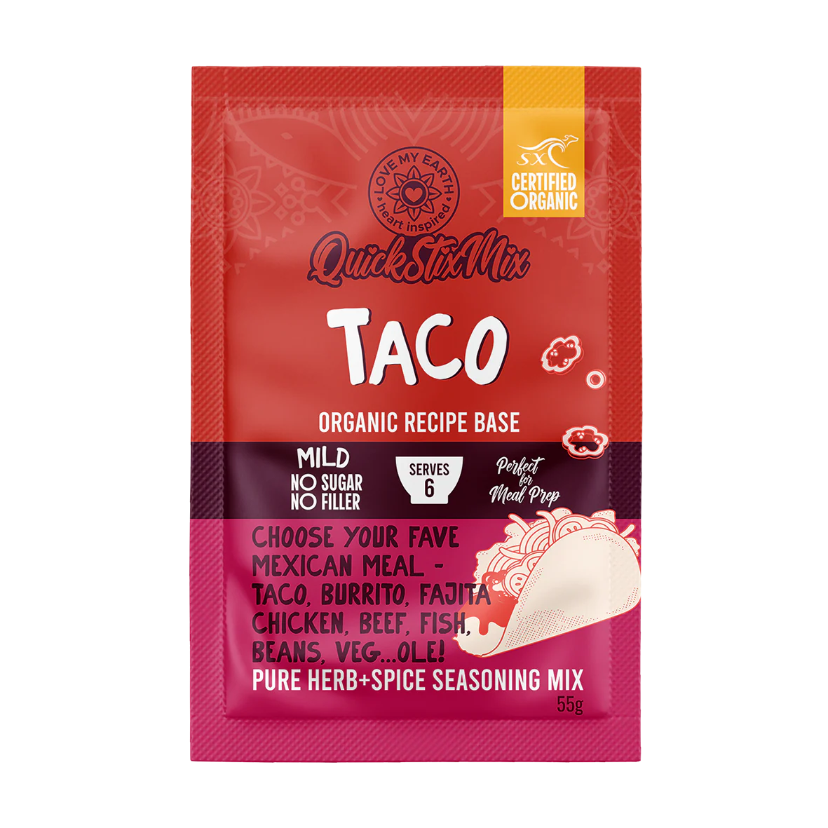 Taco Quick Stix Mix 55g - organic recipe base & seasoning