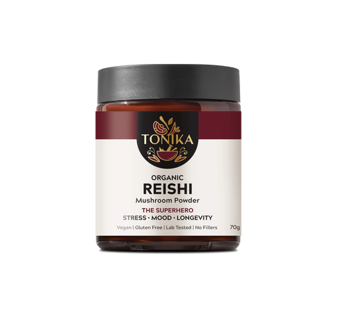 Organic Reishi Mushroom Powder Glass Jar - THE SUPERHERO