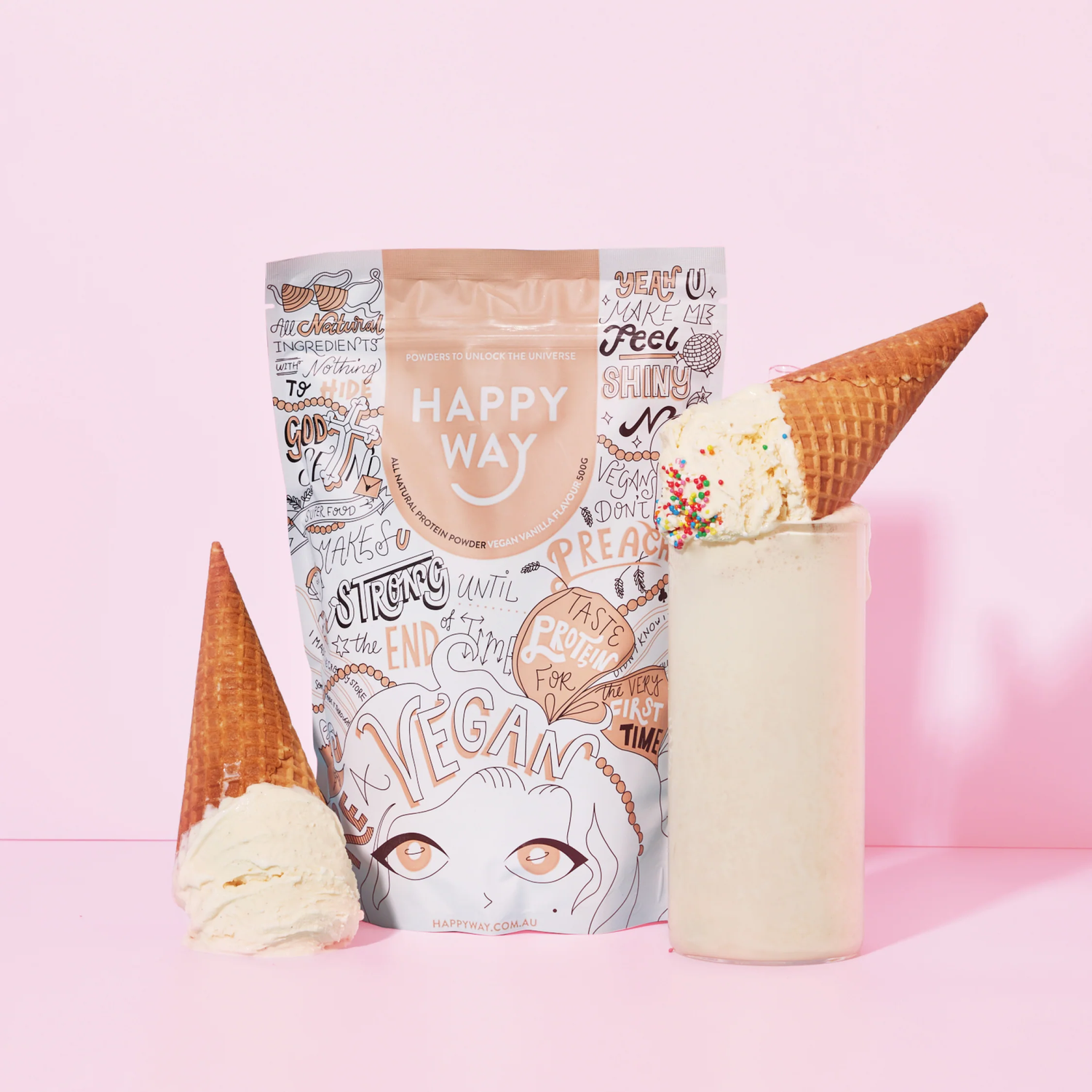HAPPY WAY - VEGAN Protein Powder Vanilla 1kg