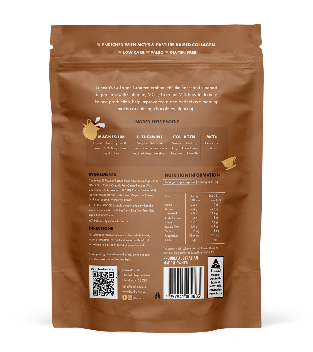 Locako Collagen Creamer - Focus - Decadent Chocolate 300gm