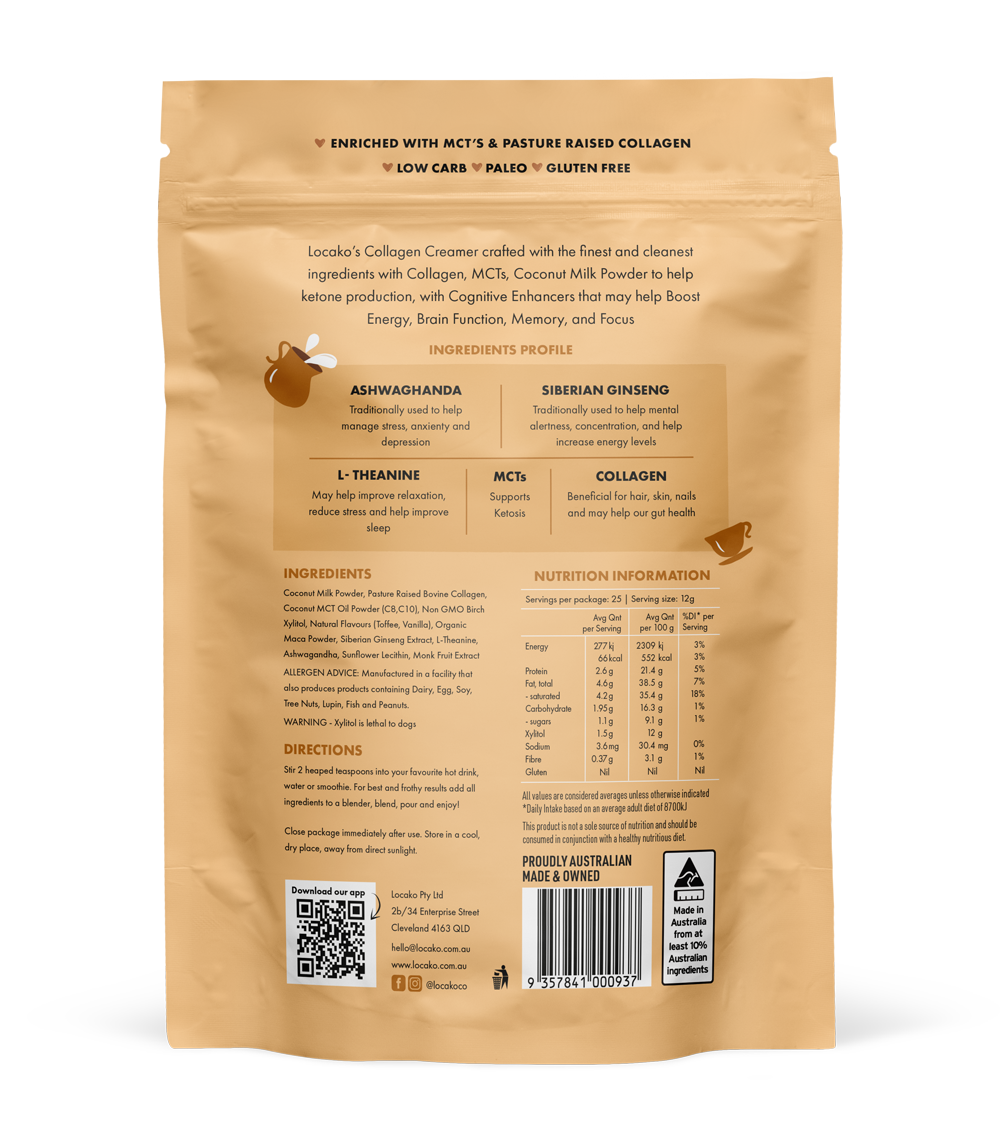 Locako Collagen Creamer - Nootropic - Vanilla Toffee 300gm
