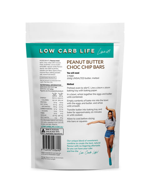 Low Carb Life Peanut Butter Choc Chip Bars (2.5g Carbs)